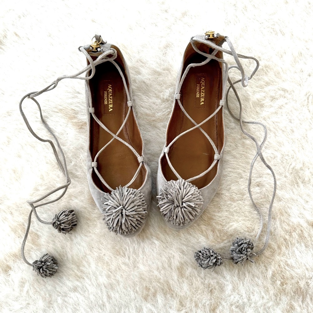 NWOT: Aquazzura Sunshine Suede Ballet Flats